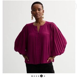 Elegant Plum Blouse with Balloon Sleeves